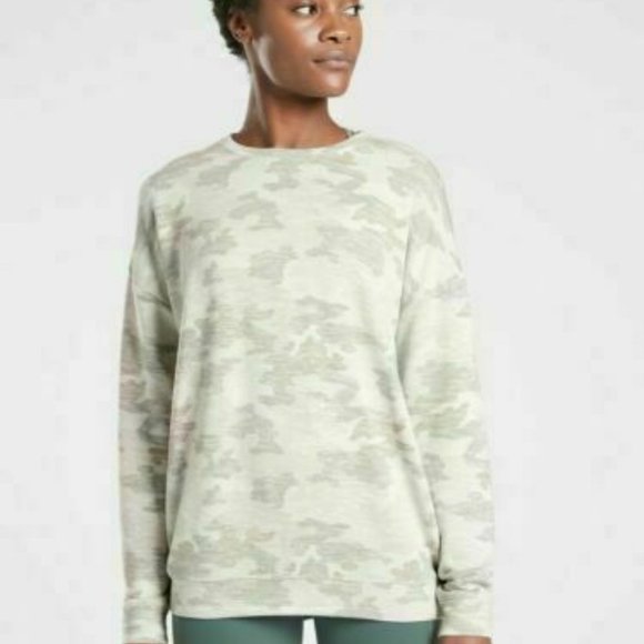 Athleta Women Pure Luxe Printed Sweatshirt Grey Camo XS NWT - Picture 5 of 8